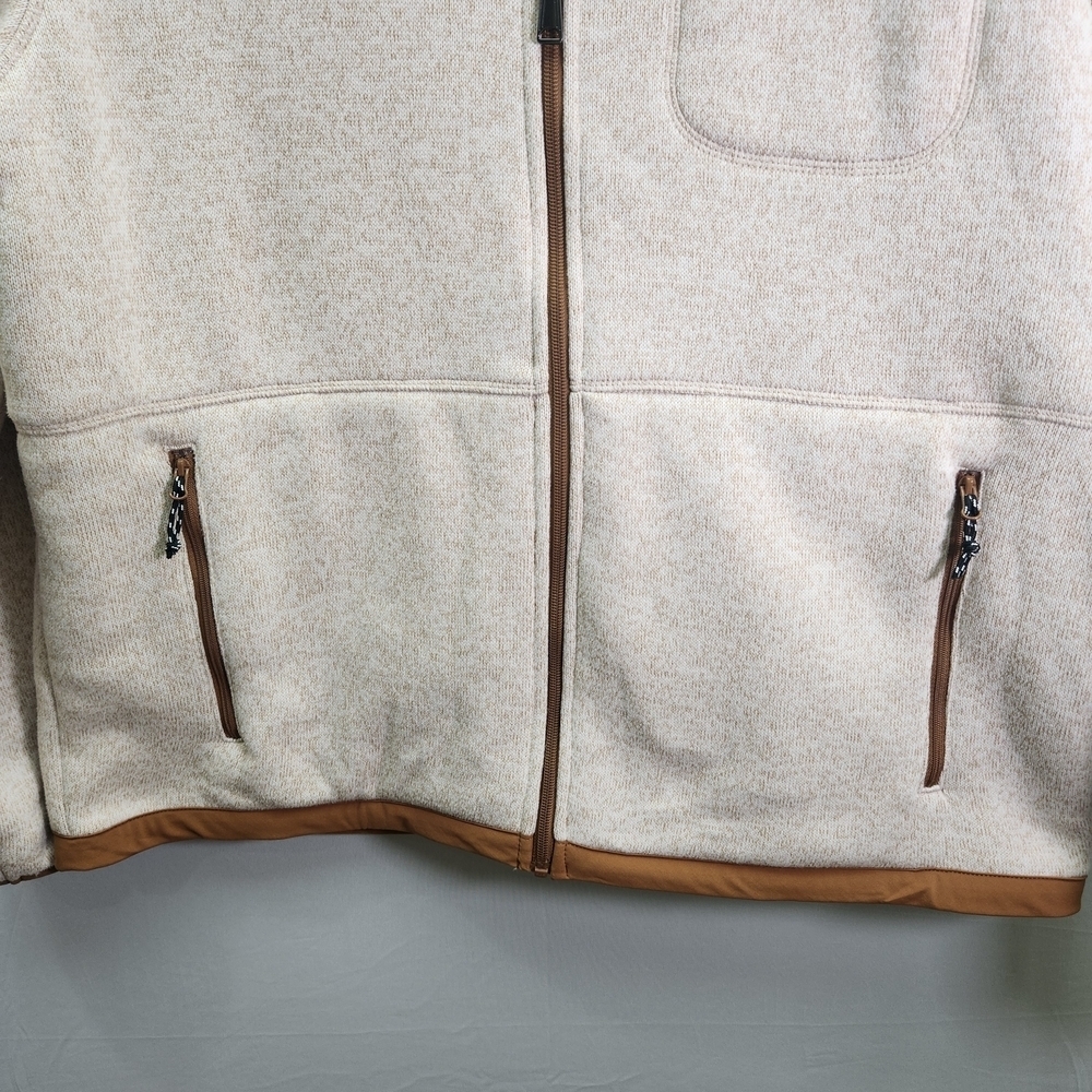George Men's Zip-Up Sweater - Cream with Brown Trim XL (46-48) - Picture 14 of 15